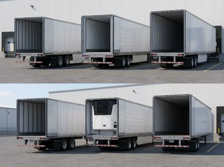 Comparação de tipos de reboques de 53 pés em relação ao espaço útil