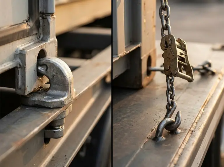 Twist Lock vs Chain Securing Close-Up