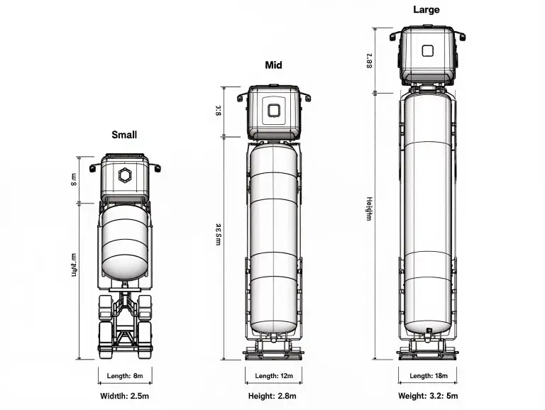 Схема сравнения размеров малогабаритных и крупногабаритных автоцистерн для перевозки топлива
