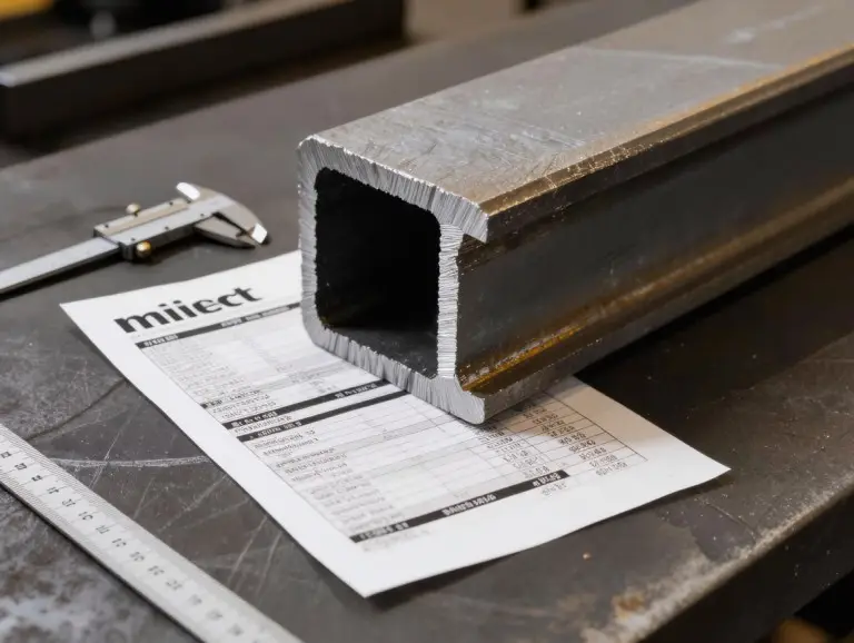 Mill Test Report and Steel Beam Cross-Section for Trailer Frame