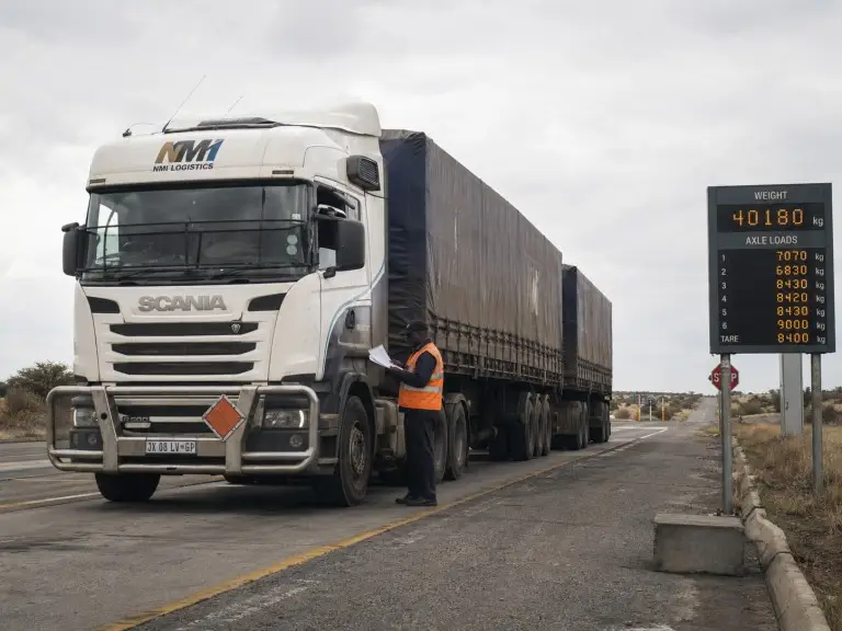 Superlink trailer at a South African road freight weigh station